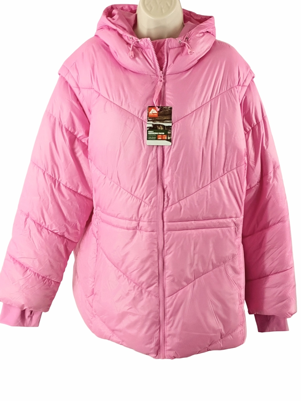 Ozark Trail Women's Convertible Puffer Jacket In Pink